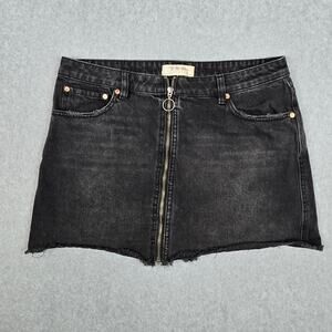 We The Free 31 Black Denim Zip-It-Up Mini Skirt
